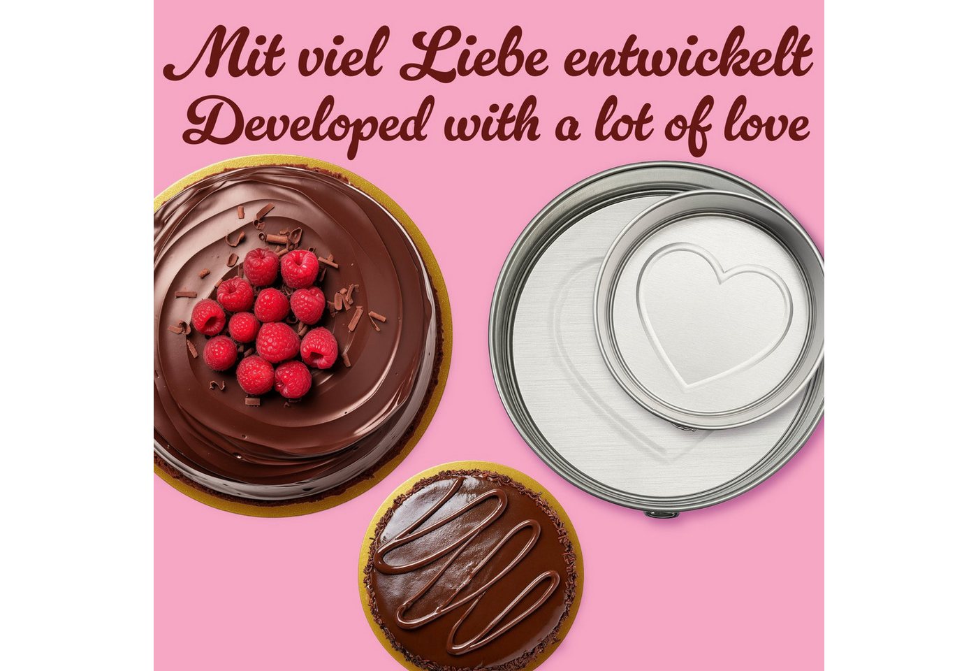 immer Springform Kuchenform Edelstahl Backform unbeschichtet PFAS-frei 2er Set 18/25 cm, (Springform-Set 4-tlg) – Bild 3 von 5