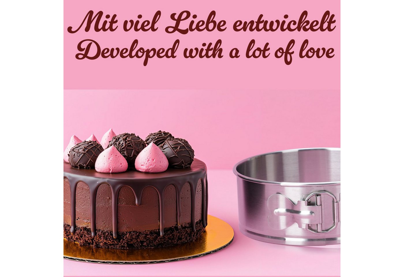 immer Springform Kuchenform Edelstahl Backform unbeschichtet PFAS-frei 25 cm, (2-tlg) – Bild 3 von 5