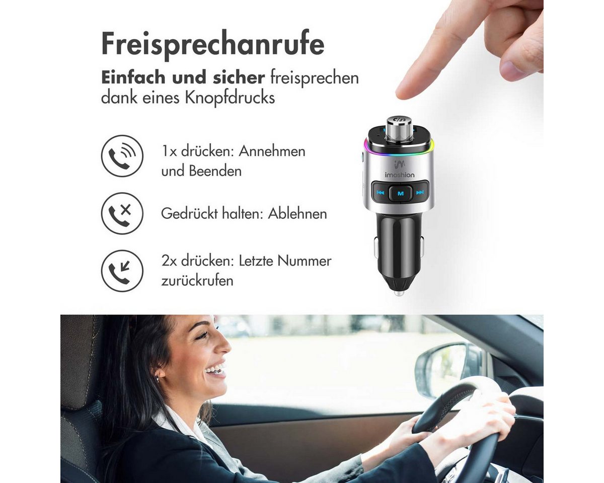 imoshion imoshion Bluetooth FM-Transmitter Auto - mit Power-Delivery-USB-C-Lade KFZ-Transmitter – Bild 2 von 5