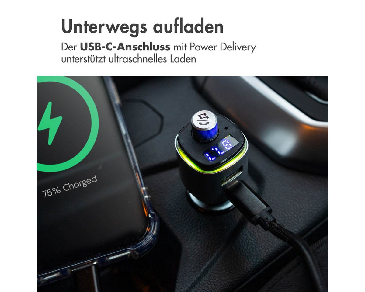 imoshion imoshion Bluetooth FM-Transmitter Auto - mit Power-Delivery-USB-C-Lade KFZ-Transmitter – Bild 4 von 5