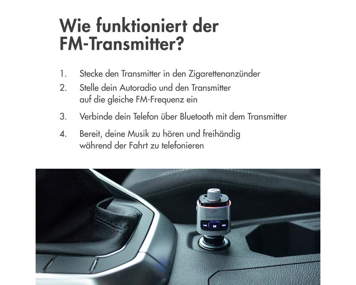 imoshion imoshion Bluetooth FM-Transmitter Auto - mit Power-Delivery-USB-C-Lade KFZ-Transmitter – Bild 5 von 5