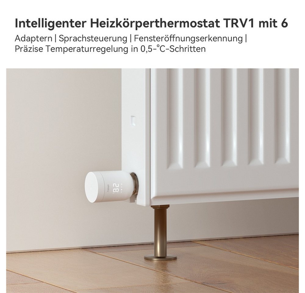 Imou Heizkörperthermostat TRV1 Smart, ZigBee 3.0, App-Steuerung, Fenstererkennung, Geofencing, (inkl. Adapter-Set) Smart Home, Weiß – Bild 2 von 5