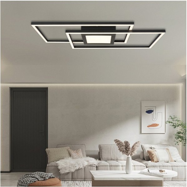 IMPTS Deckenleuchte Deckenbeleuchtung Schwarz Dimmbar Deckenlampe mit Nachtlichtfunktion, Dimmbar, LED fest integriert, Warmweiß, Schwarz Leuchten für Wohnzimme