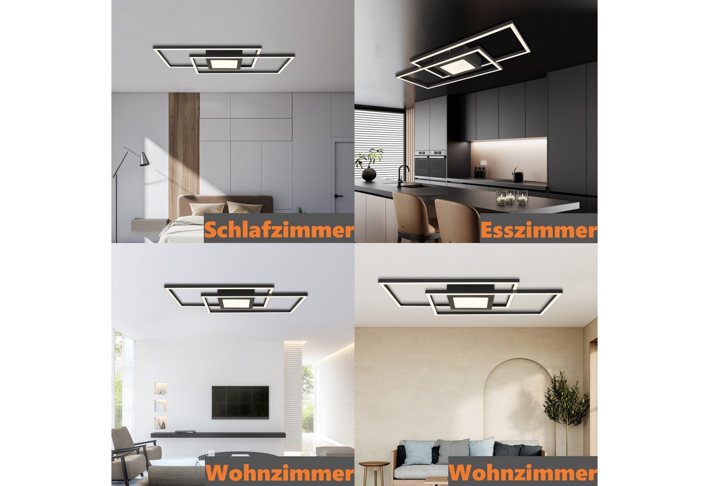 IMPTS Deckenleuchte Deckenbeleuchtung Schwarz Dimmbar Deckenlampe mit Nachtlichtfunktion, Dimmbar, LED fest integriert, Warmweiß, Schwarz Leuchten für Wohnzimme – Bild 3 von 5