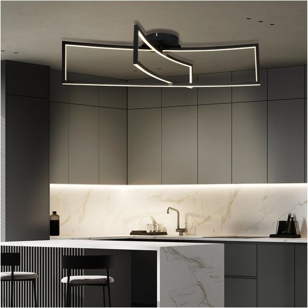 IMPTS Deckenleuchte Deckenleuchte Deckenlampe Schwarz 2 Rechteck 3000k Warmweiß Metall, Warmweiß, LED fest integriert, Warmweiß, Hängelampe Deckenleuchte für Sc