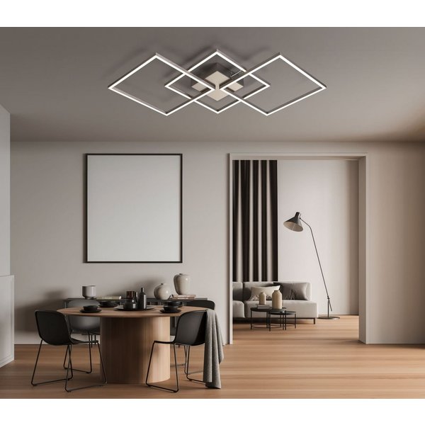 IMPTS Deckenleuchte LED Deckenlampe Mit Fernbedienung, Dimmbar, Warmweiß, Neutralweiß, Kaltweiß, Matt-nickel, für Wohnzimmer Schlafzimmer Küche
