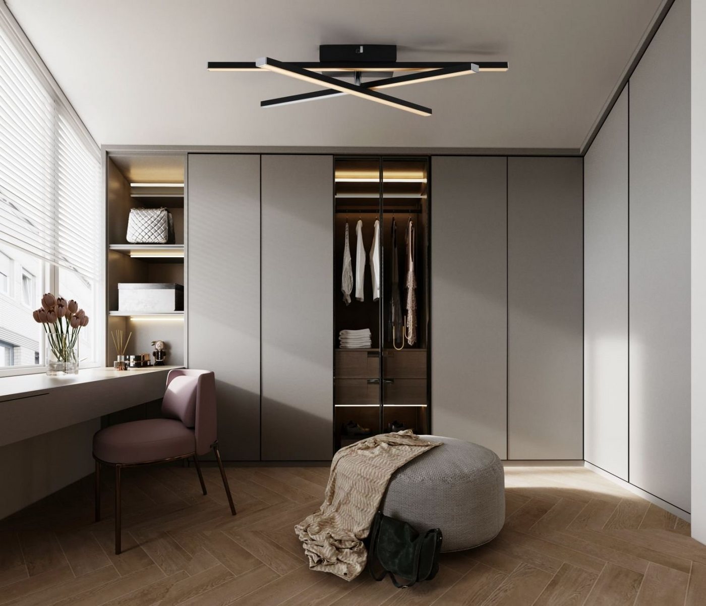 IMPTS Deckenleuchte LED Deckenlampe Schwarz 3000K Deckenleuchte, Warmweiß, LED fest integriert, Warmweiß, Modern LED Deckenlampe für Wohnzimmer Schlafzimmer Küc – Bild 3 von 5