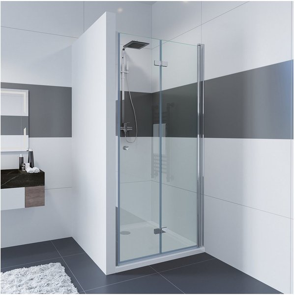 IMPTS Dusch-Drehtür Dusche Nische Duschtür Nischendusche, 70x185 cm, Sicherheitsglas, (mit hochwertigen Aluminiumprofilen in Chrome) Duschtür Faltbar Falttür Du