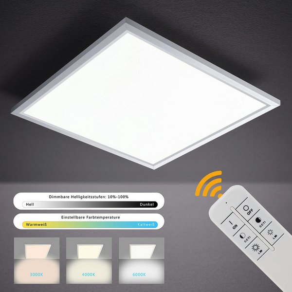 IMPTS LED Deckenleuchte Panel Deckenlampe mit Fernbedienung Ultraflach, Dimmbar Farbwechse, Dimmfunktion, LED fest integriert, Tageslichtweiß, Warmweiß, Kaltwei