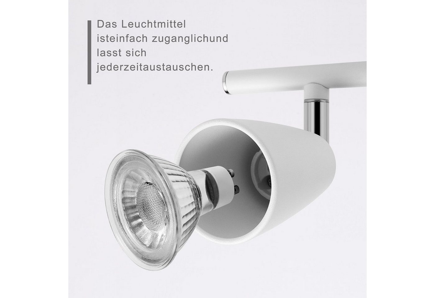 IMPTS LED Deckenspots Deckenleuchte Spotleuchte Deckenstrahler, Nicht Dimmbar, LED wechselbar, Warmweiß, Schwenkbar LED Deckenlampe Deckenspot – Bild 5 von 5