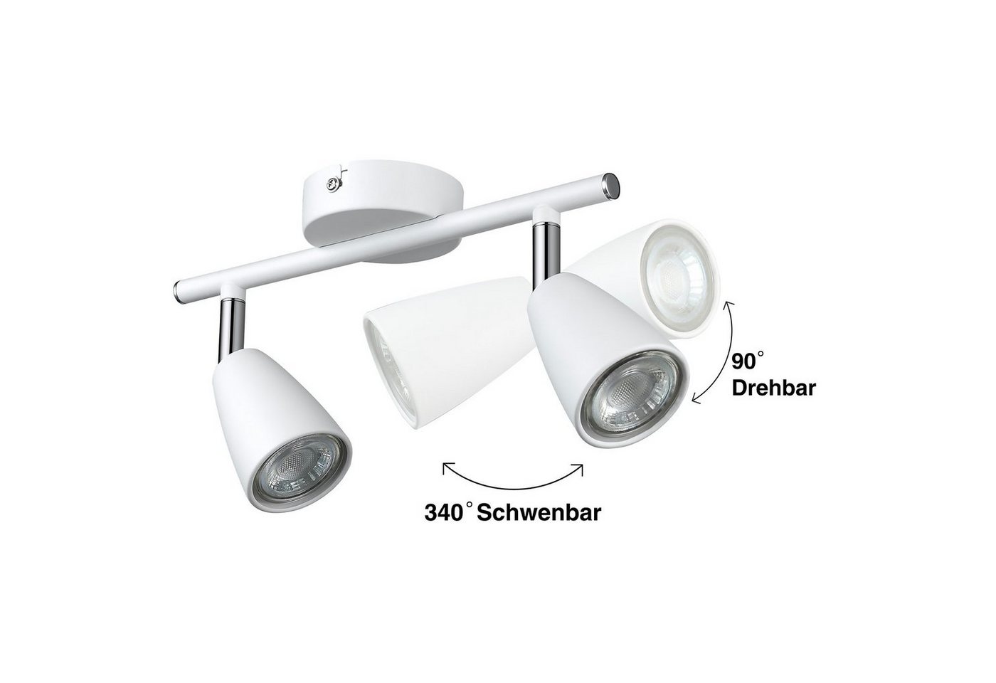 IMPTS LED Deckenspots Deckenleuchte Spotleuchte Deckenstrahler, Nicht Dimmbar, LED wechselbar, Warmweiß, Schwenkbar LED Deckenlampe Deckenspot – Bild 4 von 5