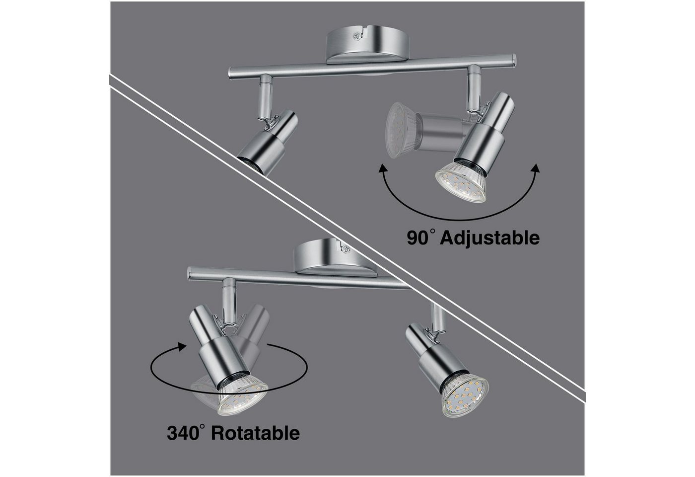 IMPTS LED Deckenspots Deckenstrahler Deckenleuchte 1/2/3/4/6-Flammig Dreh- und schwenkbar, warmweiss, warmweiß, Deckenspot für Küche Wohnzimmer Schlafzimmer – Bild 5 von 5