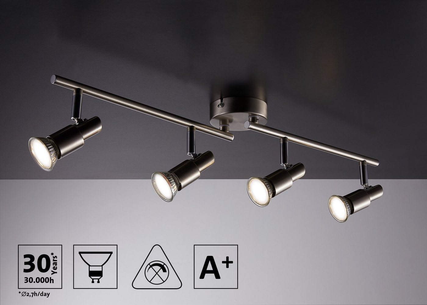 IMPTS LED Deckenspots Deckenstrahler Deckenleuchte 1/2/3/4/6-Flammig Dreh- und schwenkbar, warmweiss, warmweiß, Deckenspot für Küche Wohnzimmer Schlafzimmer – Bild 2 von 5