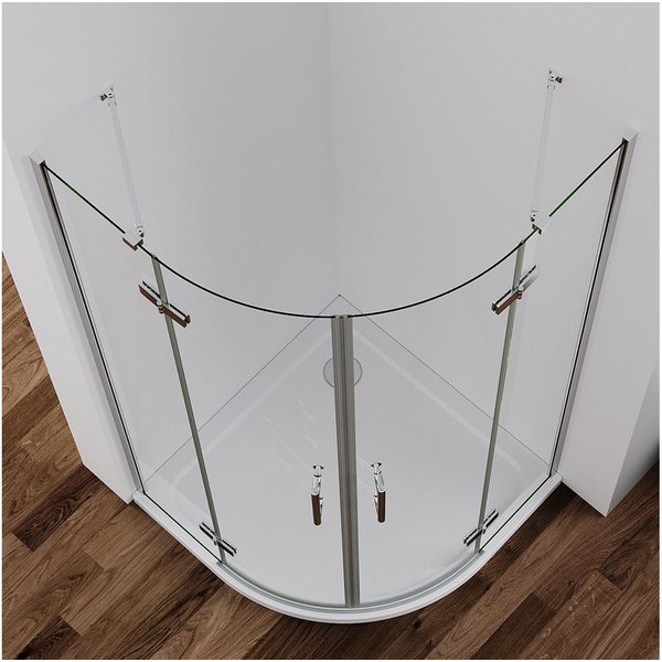 IMPTS Runddusche Duschkabine Viertelkreis Runddusche Duschabtrennung Halbrund Dusche, BxT: 80x80 cm, Sicherheitsglas, Set, Multi-Size, Falttür mit Festteil, Ebe