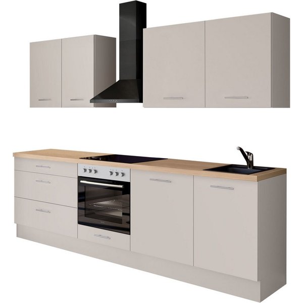 IMPULS KÜCHEN Küchenzeile "Kopenhagen", Ausrichtung wählbar, Schubkästen mit Soft-Close, (Set), vormontiert, wahlweise mit E-Geräten, Breite 260 cm