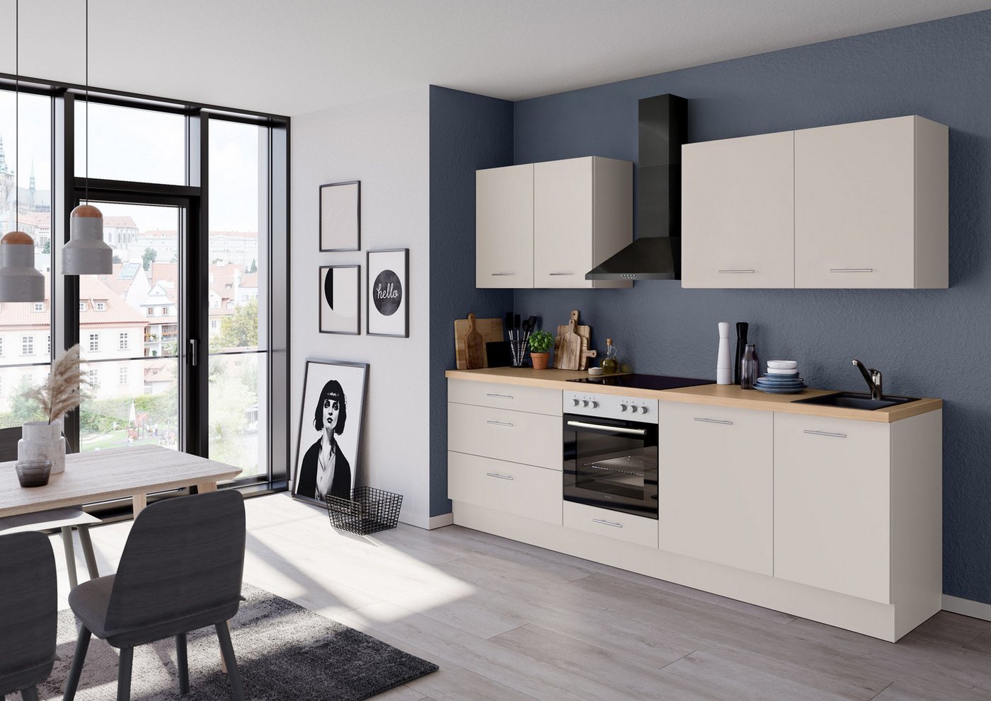 IMPULS KÜCHEN Küchenzeile "Kopenhagen", Ausrichtung wählbar, Schubkästen mit Soft-Close, (Set), vormontiert, wahlweise mit E-Geräten, Breite 260 cm – Bild 2 von 5