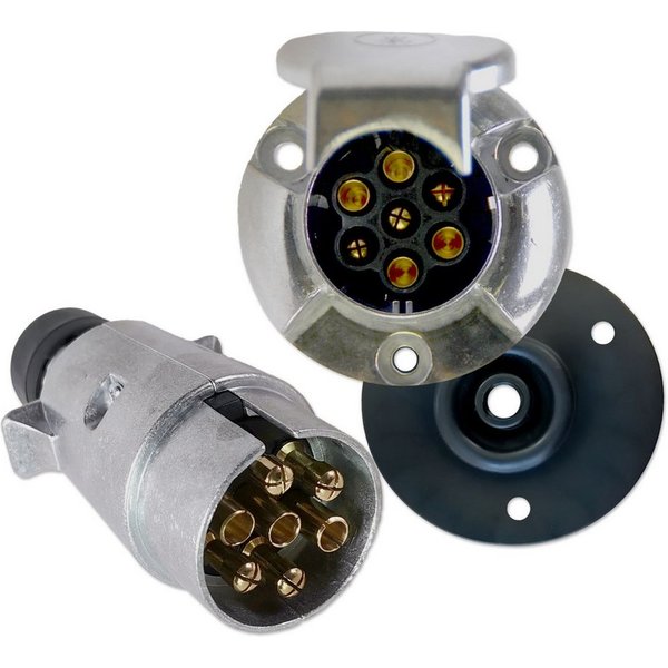 Impulse Innovation Steckdose Anhängersteckersatz, 7-polig, 12V, Aluminium, Stecker & Steckdose
