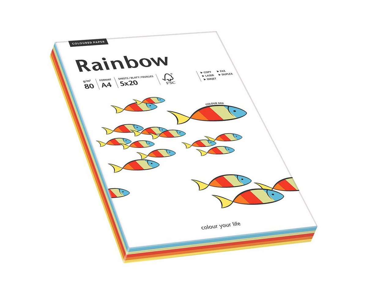 Inapa tecno Druckerpapier Rainbow, Intensivfarben-Mix, Format DIN A4, 80 g/m², 100 Blatt – Bild 2 von 2