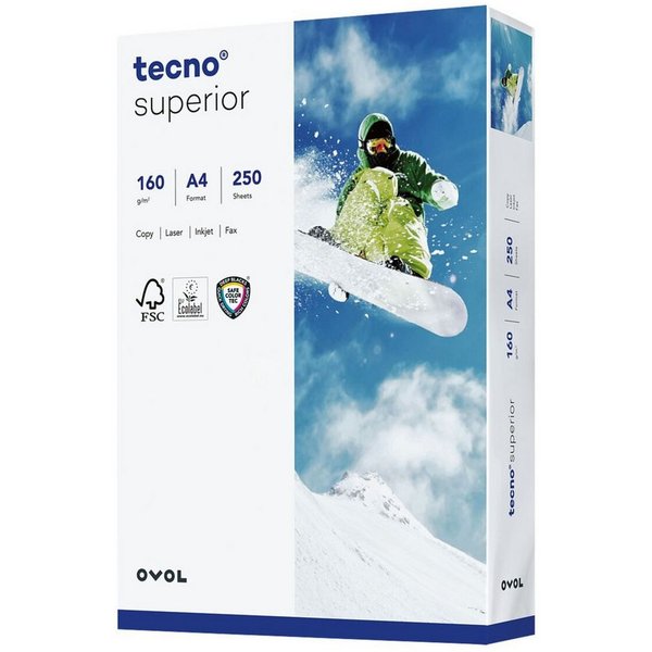 Inapa tecno Druckerpapier Superior, Format DIN A4, 160 g/m², 168 CIE, 250 Blatt