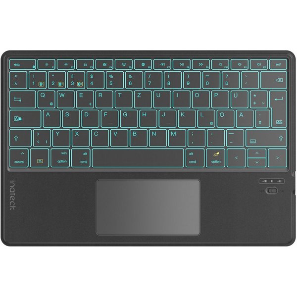 Inateck Bluethooth Tastatur mit Touchpad, mit 3 Bluetooth Kanälen, AI-Funktion Tablet-Tastatur (für Windows, iPad OS, Android, iOS)