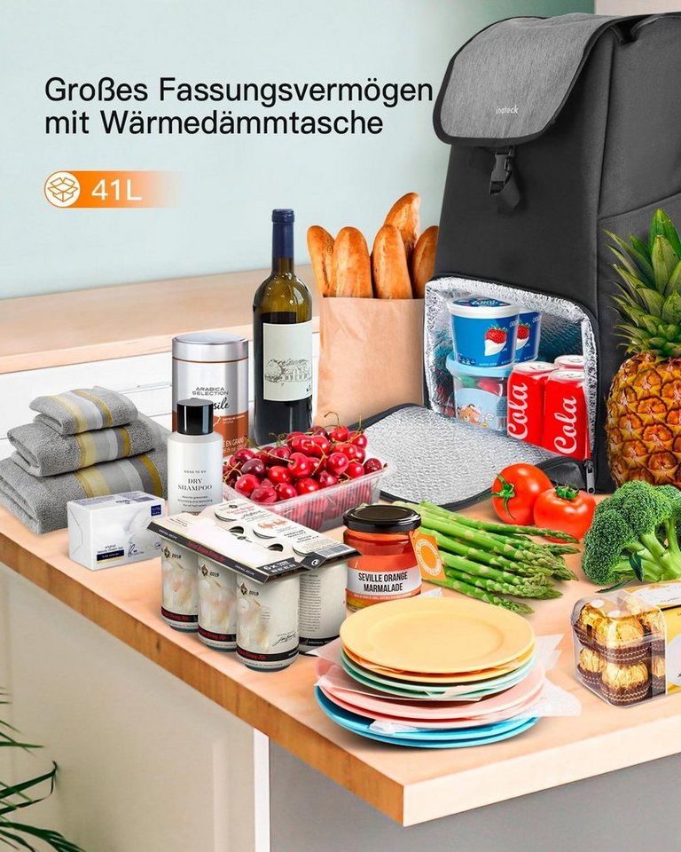 Inateck Einkaufstrolley Handwagen, Faltbar, Tragkraft 45 kg, 41 l, mit Wärmedämmungstasche, leichte – Bild 2 von 5