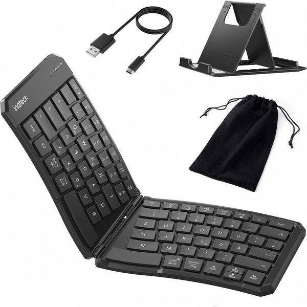 Inateck Faltbare Tastatur Ergonomische, Dual-Fold Magnetic, mit 3 BT Wireless-Tastatur (für Windows, iPad OS, Android, iOS)