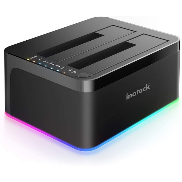 Inateck Festplatten-Dockingstation RGB USB 3.0 für 2.5/3.5 Zoll SATA HDDs, Unterstützt UASP, HDD/SSD Offline-Klonen
