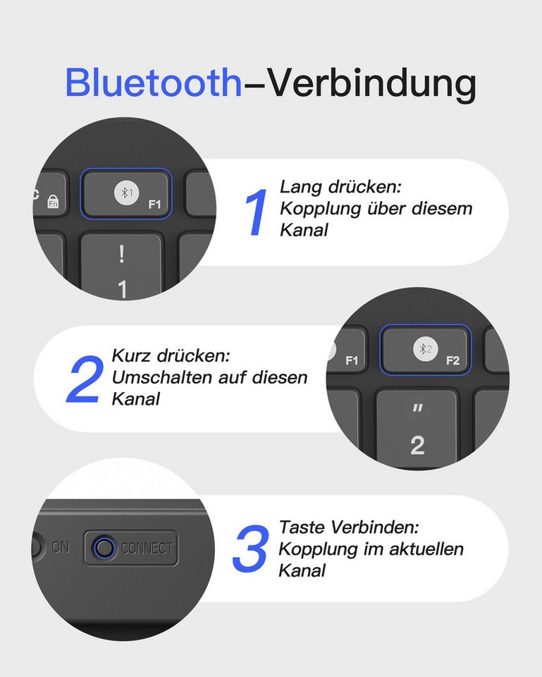 inateck Keyboard BT QWERTZ gray – Bild 3 von 5