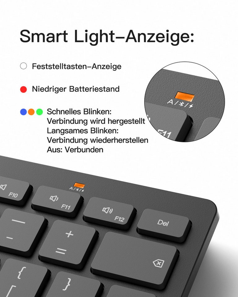 inateck Keyboard BT QWERTZ gray – Bild 4 von 5