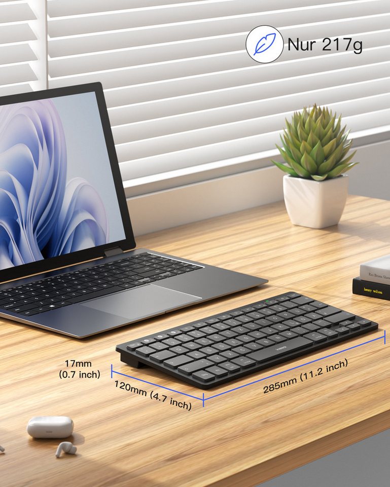inateck Keyboard BT QWERTZ gray – Bild 5 von 5