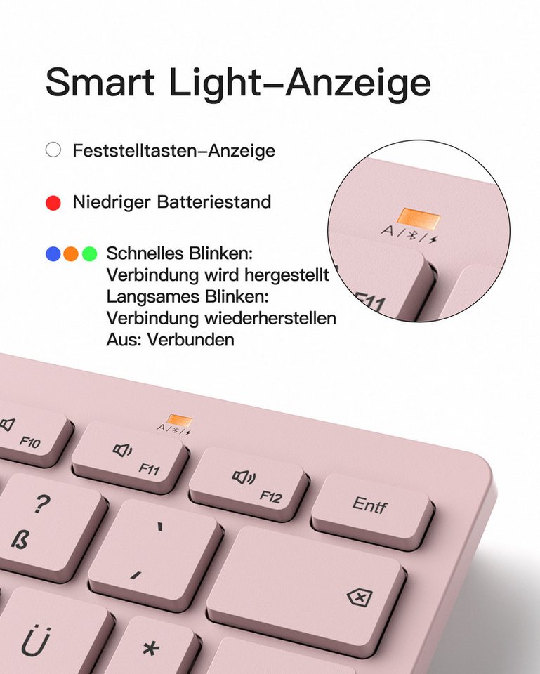 inateck Keyboard BT QWERTZ pink – Bild 4 von 5