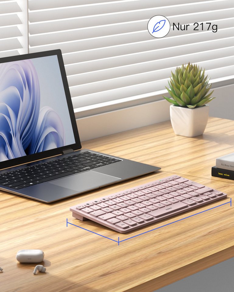 inateck Keyboard BT QWERTZ pink – Bild 5 von 5
