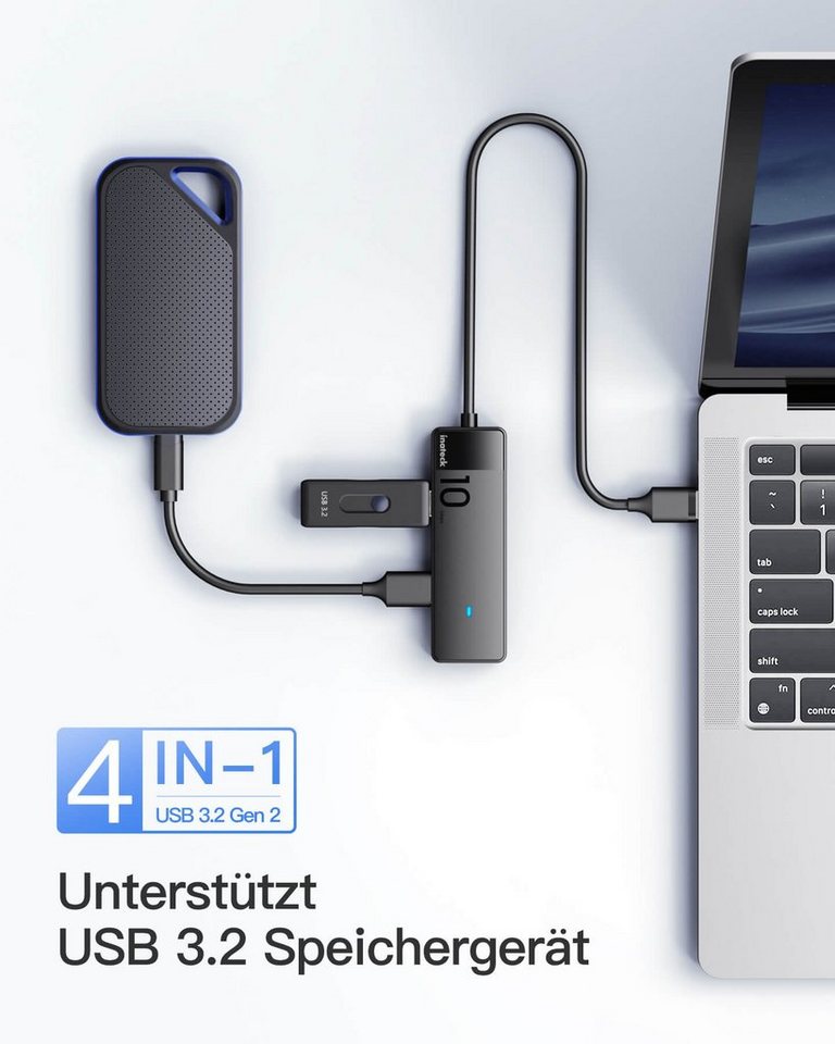 Inateck Laptop-Dockingstation USB Hub 4 Port, USB Verteiler, USB 3.2 Gen 2 – Bild 4 von 5