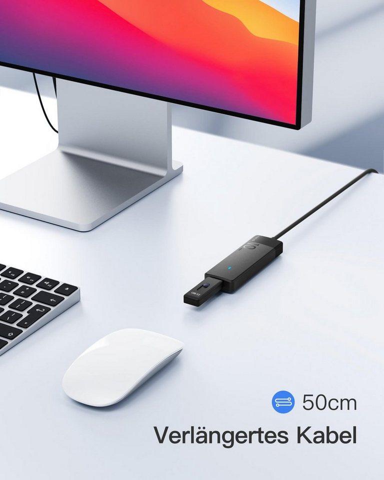 Inateck Laptop-Dockingstation USB Hub 4 Port, USB Verteiler, USB 3.2 Gen 2 – Bild 5 von 5