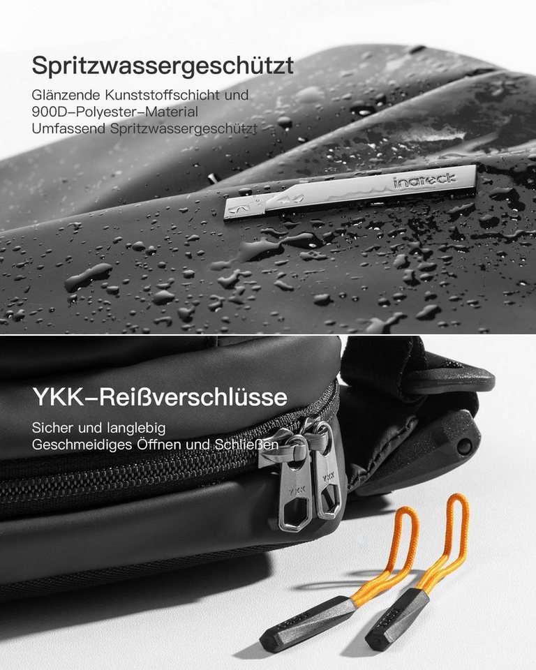 Inateck Umhängetasche Bauchtasche 4L, Stylische Sling Bag Herren Damen, Schultertasche, für Reise Schule Wandern, Wasserdicht – Bild 3 von 5