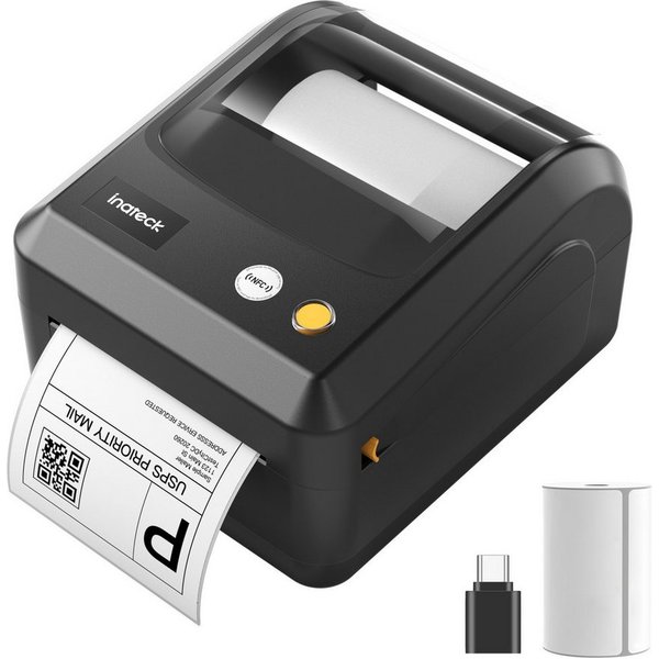 Inateck Versandetiketten Drucker 4x6 Thermodrucker Bluetooth Etikettiergerät Etikettendrucker, (Label Printer mit Etiketten)