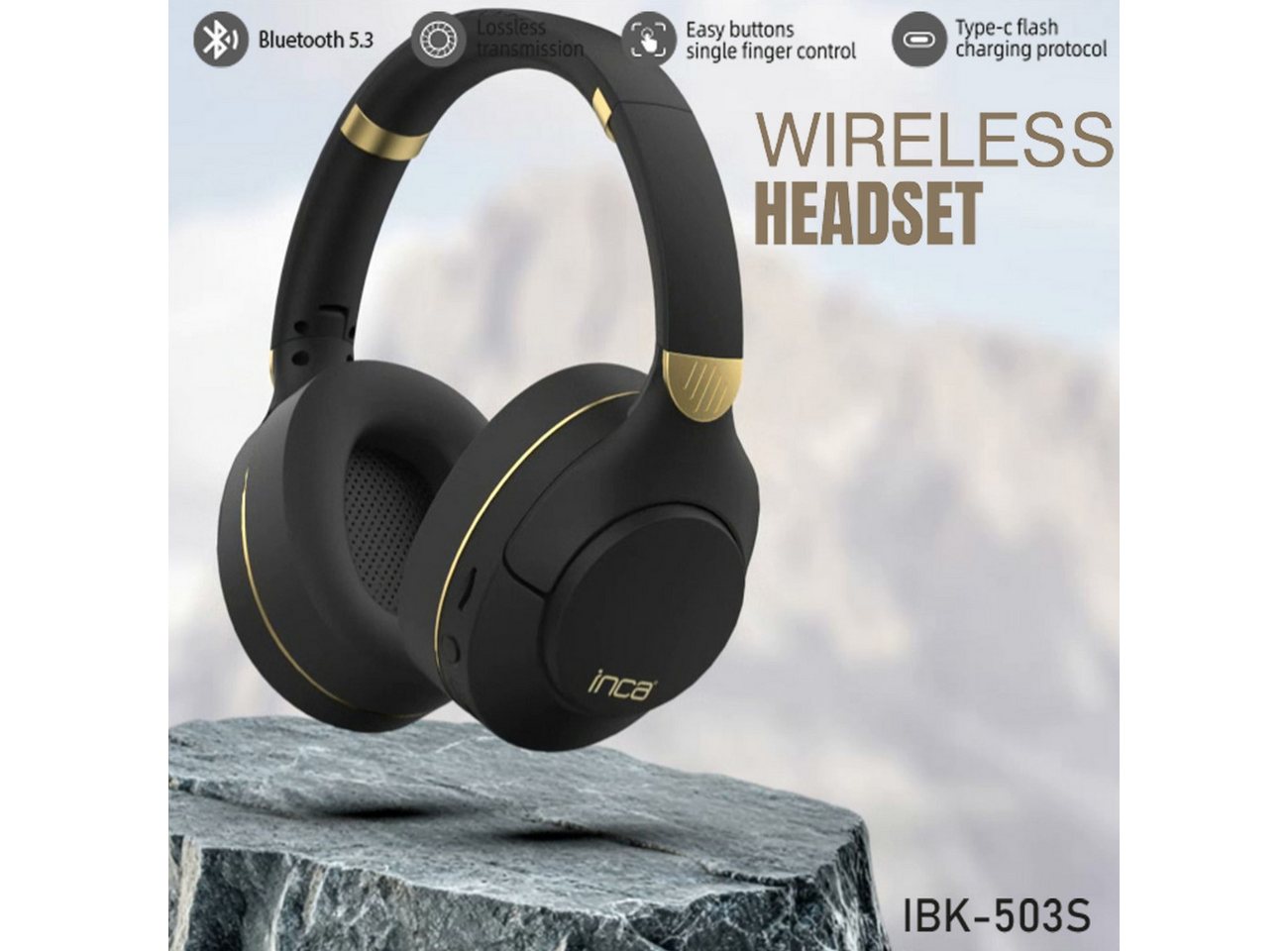 INCA IBK-503B Bluetooth-Kopfhörer (Bluetooth 5.3 Kopfhörer mit AUX & Micro-SD) – Bild 2 von 5