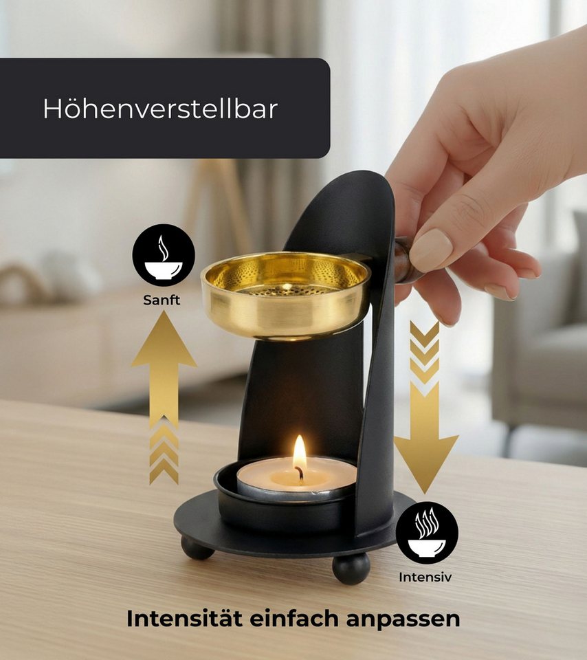 Incensera Räucherstövchen Räucherstövchen Weihrauchbrenner mit Sieb, Stövchen für Räucherharz, Sieb oder Schale, höhenverstellbare Modelle, Metall, standfest – Bild 3 von 5