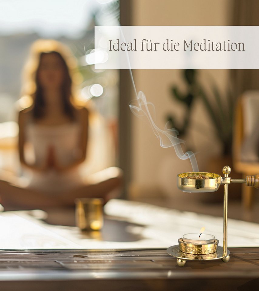 Incensera Räucherstövchen Räucherstövchen Weihrauchbrenner mit Sieb, Stövchen für Räucherharz, Sieb oder Schale, höhenverstellbare Modelle, Metall, standfest – Bild 3 von 5