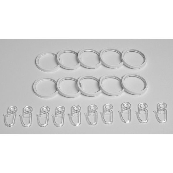 indeko Gardinenring, Gardinenstangen, (Set, 10-St., mit Faltenlegehaken), für Vorhangstangen bis Ø 20 mm