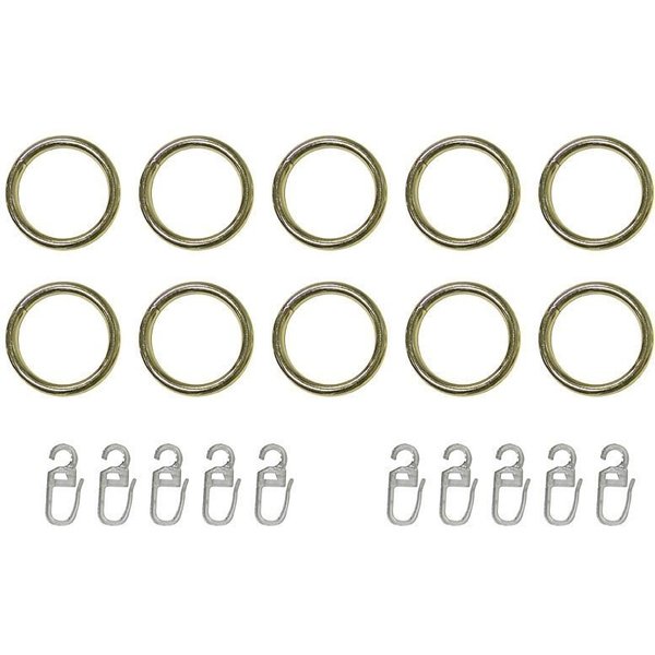 indeko Gardinenring, Gardinenstangen, (Set, 10-St., mit Faltenlegehaken), für Vorhangstangen bis Ø 20 mm
