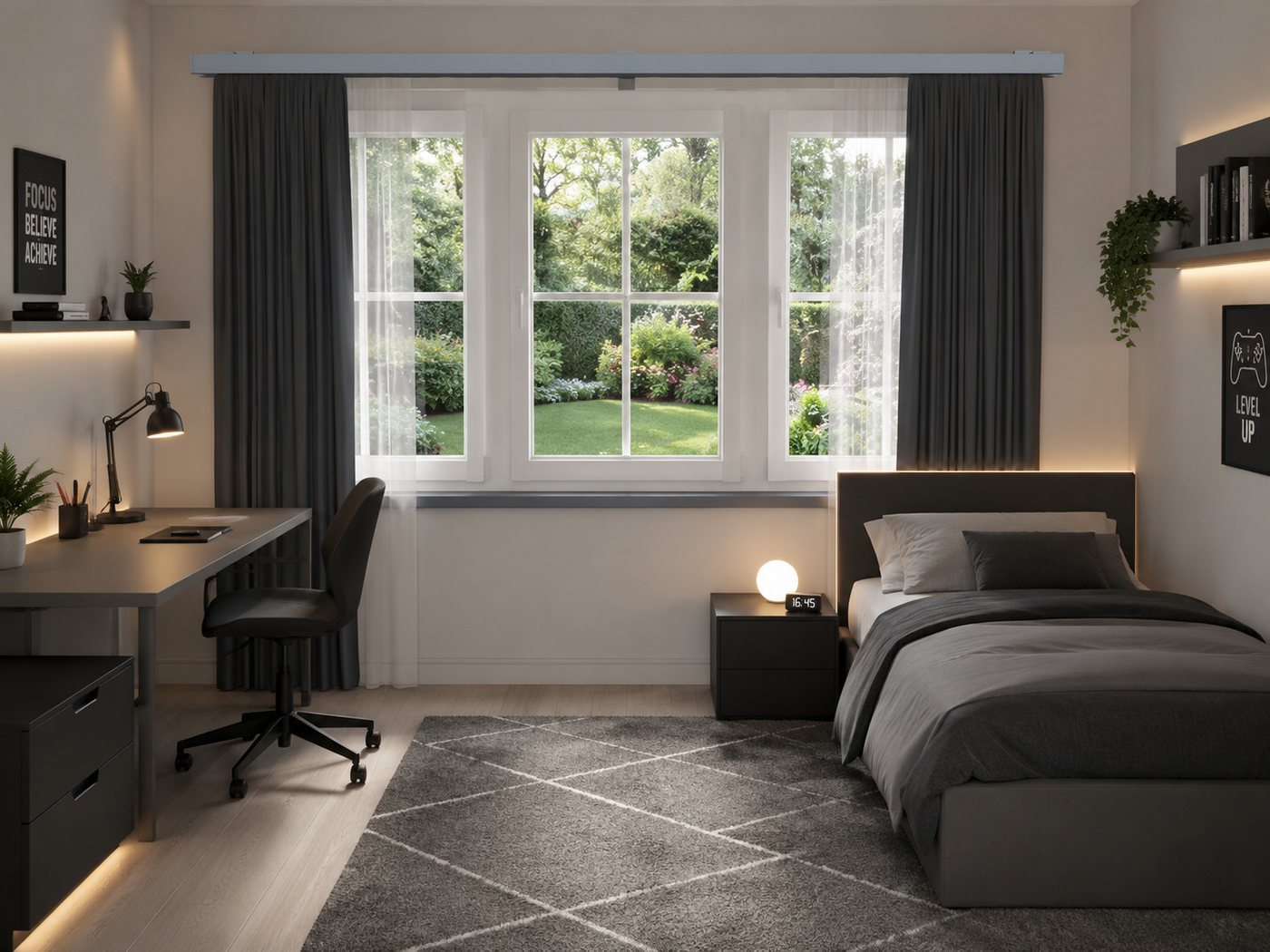 indeko Gardinenstange Bern, 2-läufig, Wunschmaßlänge, verschraubt, Aluminium, sehr stabil, leichtläufig, stilvol, zeitlos, elegant 1-2-oder 3-Lauf – Bild 2 von 5