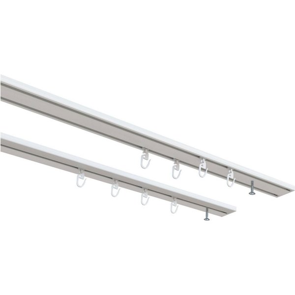indeko Vorhangschiene Wendeschiene, 2-läufig, Aluminium, Innenlaufschiene 1- bis 4-läufig, Wunschmaßlänge