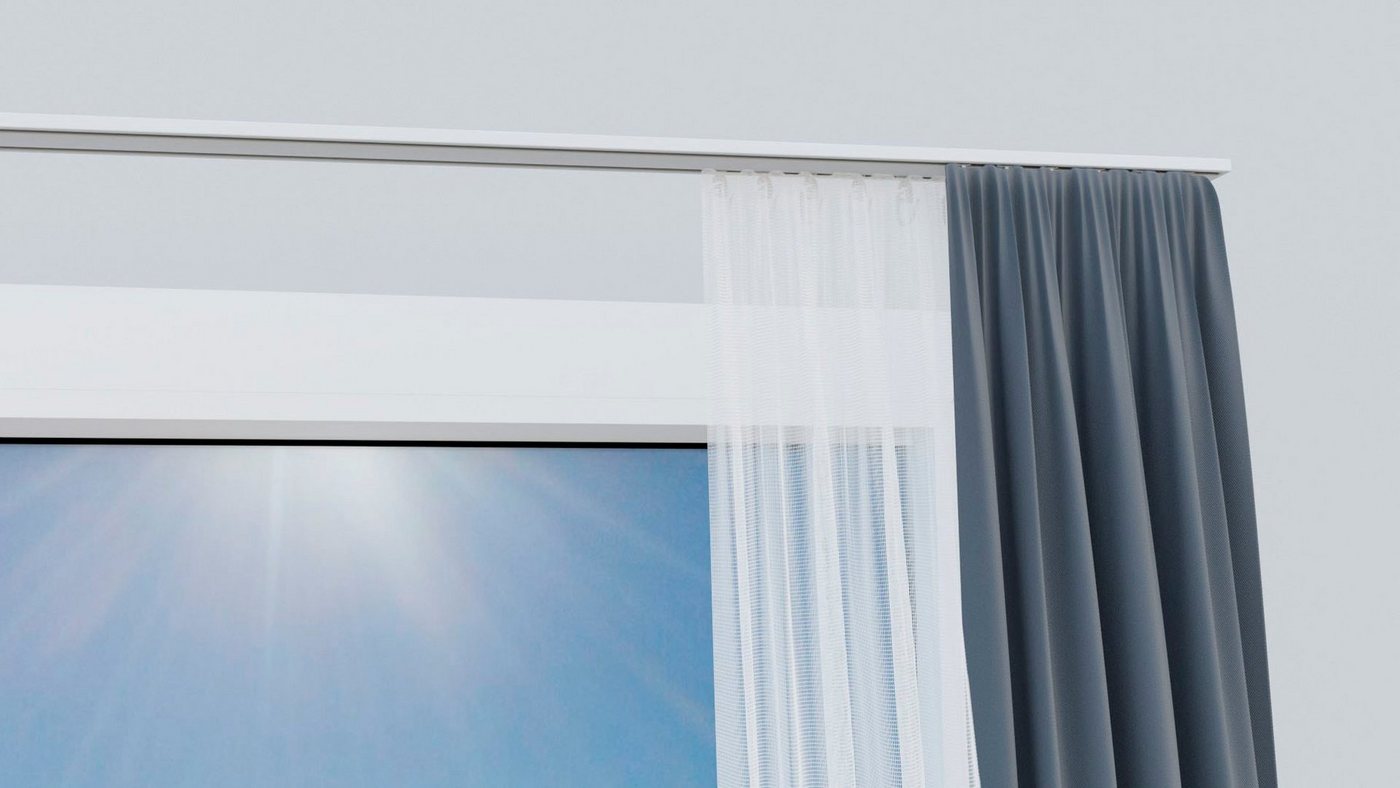 indeko Vorhangschiene Wendeschiene, 2-läufig, Aluminium, Innenlaufschiene 1- bis 4-läufig, Wunschmaßlänge – Bild 2 von 5