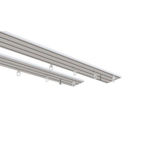 indeko Vorhangschiene Wendeschiene, 3-läufig, Aluminium, Innenlaufschiene 1- bis 4-läufig, Wunschmaßlänge