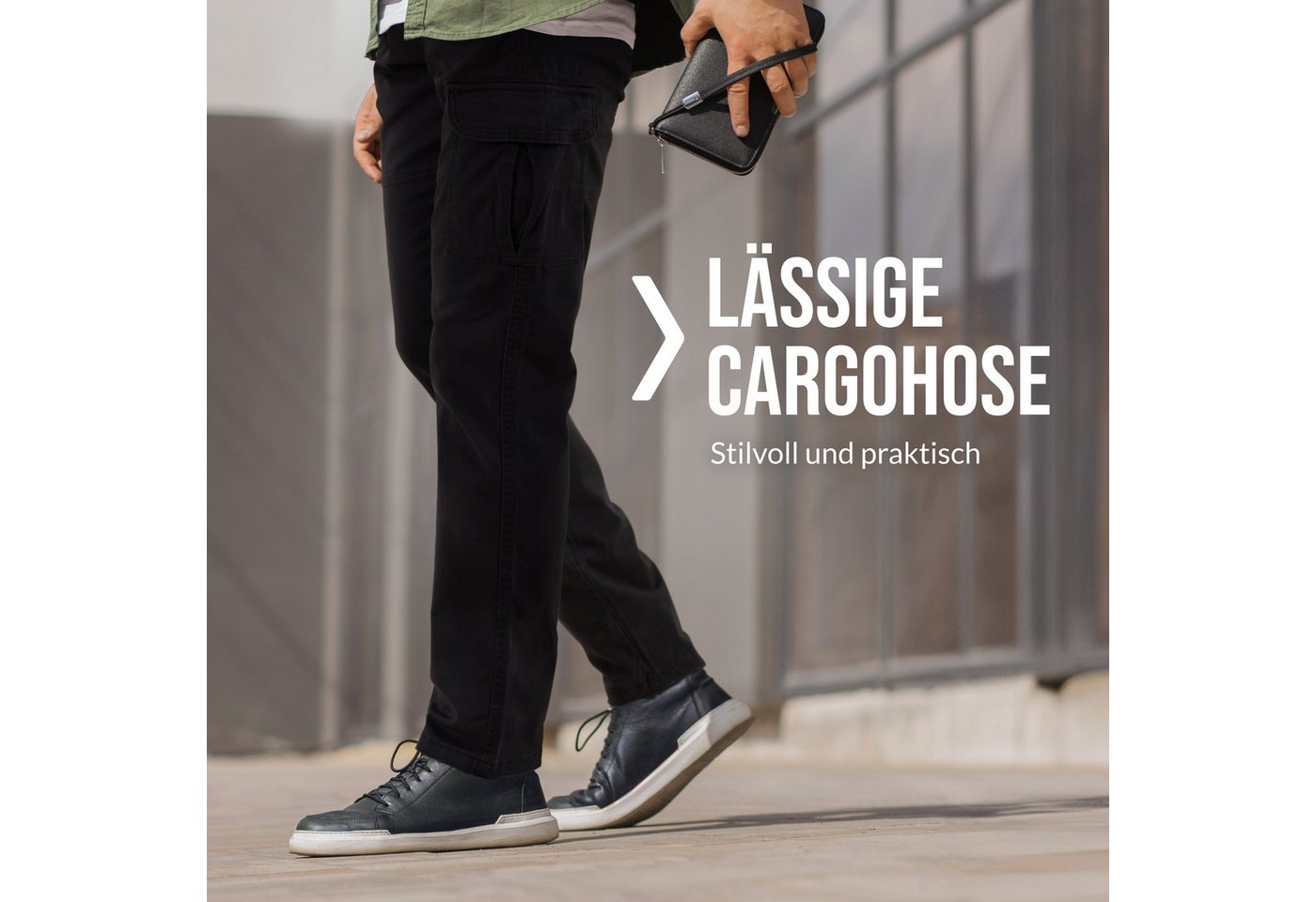 INDICODE Cargohose Herren William Cargo Hose Herrenhose mit 7 Taschen, inkl. Gürtel – Bild 5 von 5