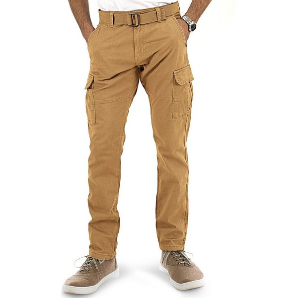 INDICODE Cargohose Herren William Cargo Hose Herrenhose mit 7 Taschen, inkl. Gürtel