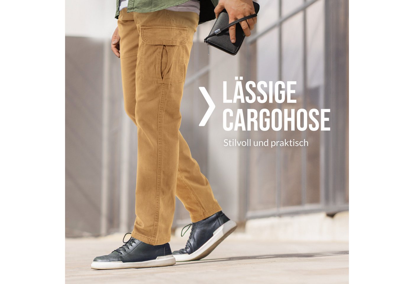 INDICODE Cargohose Herren William Cargo Hose Herrenhose mit 7 Taschen, inkl. Gürtel – Bild 5 von 5