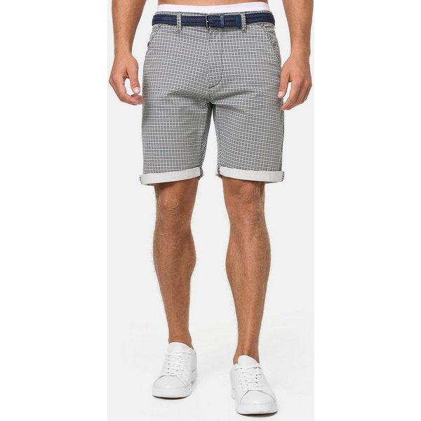 INDICODE Chinoshorts Herren Bourchier Chino Shorts Herrenshorts Chino Shorts mit modernem Karomuster und einem Gürtel
