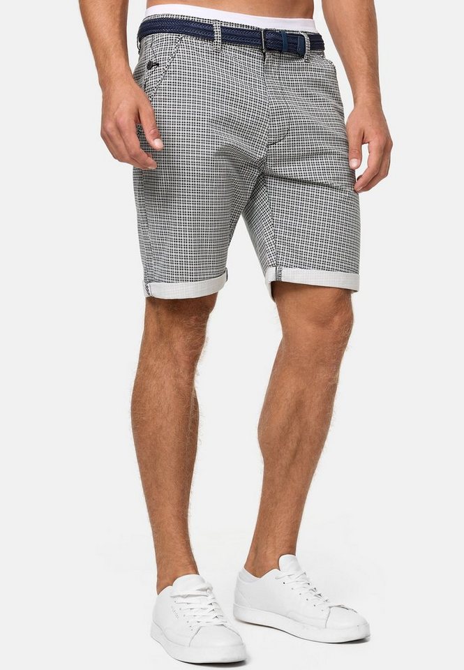 INDICODE Chinoshorts Herren Bourchier Chino Shorts Herrenshorts Chino Shorts mit modernem Karomuster und einem Gürtel – Bild 3 von 5